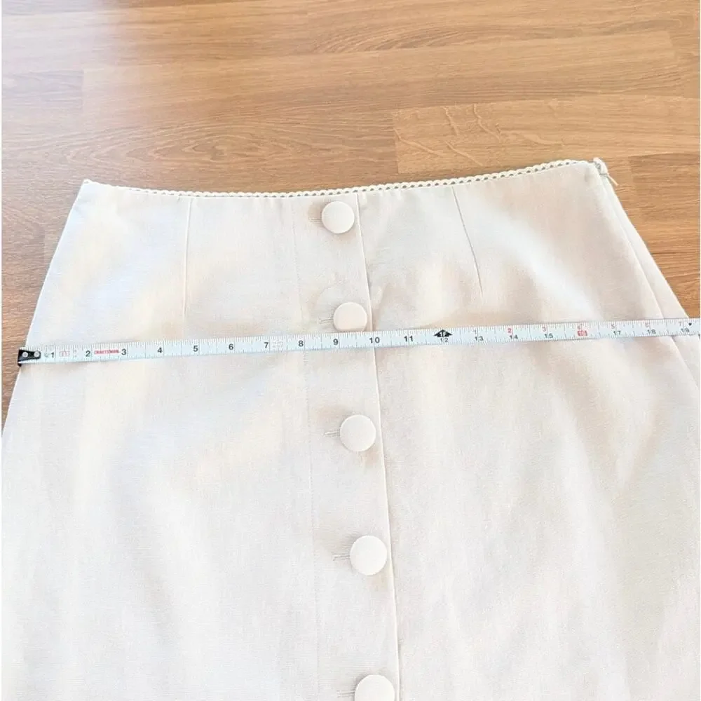 ASTR Cailey Crochet Trim Button-Front Mini Skirt Womens L Natural A-line NWT